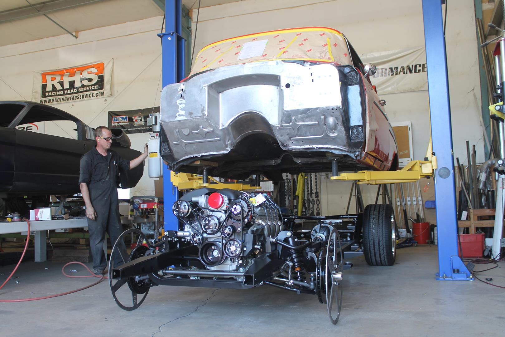 body swap 1957 chevy protouring art morrison chassis metalworks